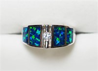 Sterling Silver CZ Turquoise Ring