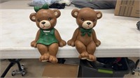 Two Ceramic Shelf Sitter Bears