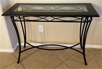 U - CONSOLE TABLE W/ GLASS INSET TOP (L49)