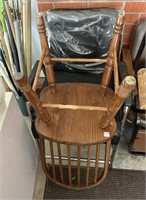 2 chairs - 1 wood 36” @ back, seat  18”’from