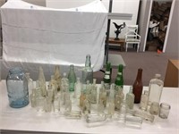 Vintage glass bottles and jars