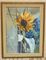 Ben Etta Cates "Sunflower" Signed Watercolor.