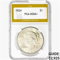 1924 Silver Peace Dollar PGA MS66+