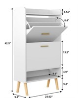 HOMEFORT Shoe Cabinet with 2 Flip Drawers, White