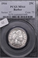 1916 PCGS MS64 BARBER QUARTER