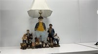 Sea captain lot: lamp and other figurines, wooden