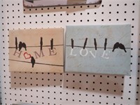 PAIR OF CANVAS LOVE AND HOME ADV. SIGNS