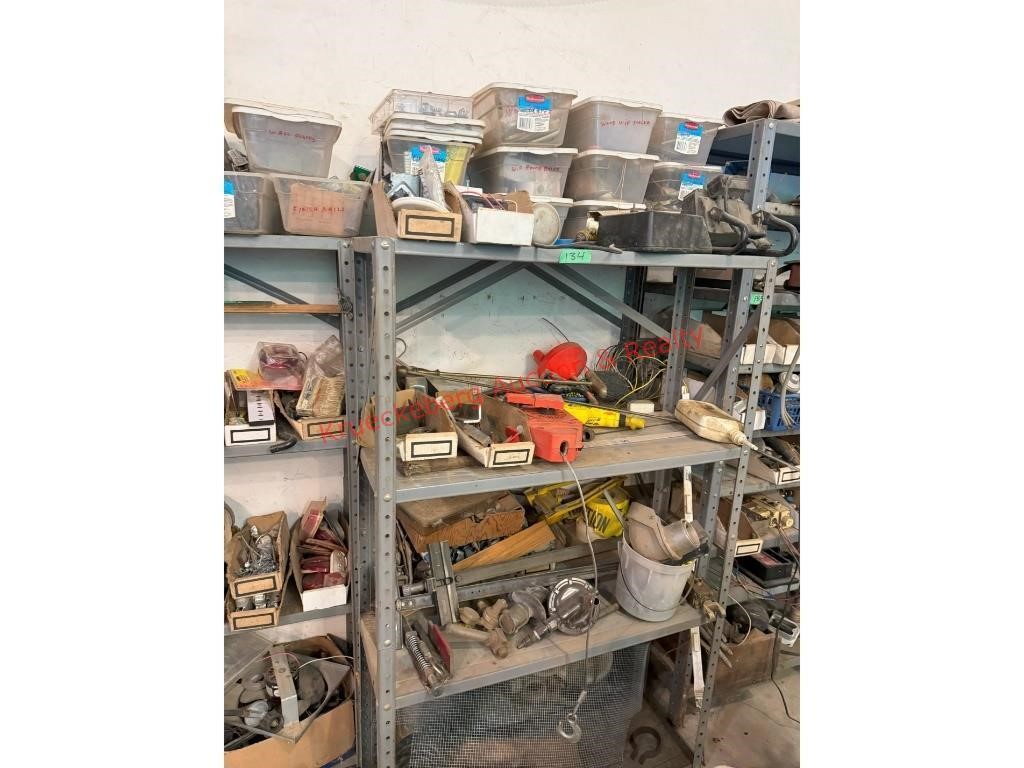 2 Metal Shelves W/ Contents