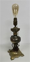 Vintage Brass w/wood Victorian Lamp
