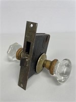 Antique Door Latch with Crystal Knobs