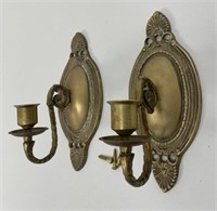 2 Solid Brass Wall Scone Candlestick holders