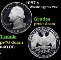 Proof 1987-s Washington Quarter 25c Grades GEM++ P