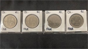 (4) 1968 $1 Coin