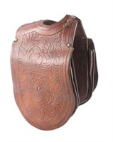 John Clark Tooled Leather Gunfighter Saddlebags