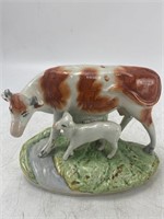 Vintage Staffordshire Cow And Calf Sculpture