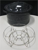 Enameedl Canning Jar Pot w/ Rack - 14" Dia.