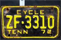 1972 Tennessee motorcycle plate