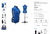 N9175   Gex Worldwide Women's Blue Dress Form