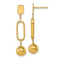 18 Kt Polished Oval Link Ball Dangle Earrings