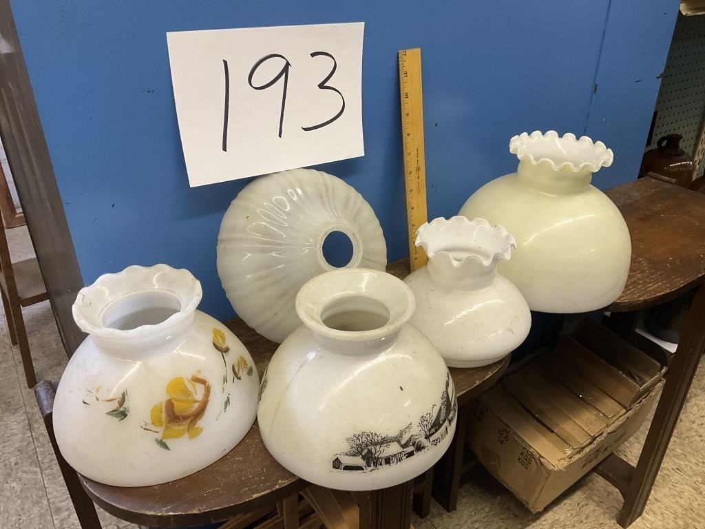 LARGE LOT MILK GLASS LAMPSHADES