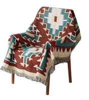 Colorful Throw Blanket with Fringe 51x63"