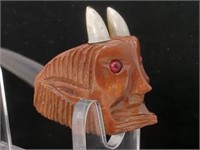 Vintage Red Eye Devil Head Pipe, Hand Carved,