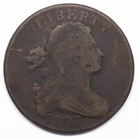 1803 Draped Bust Large Cent VF Detail SD/LF