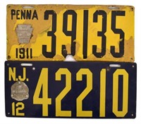 1911-1912 Porcelain License Plates