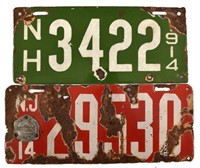 1914 Porcelain License Plates