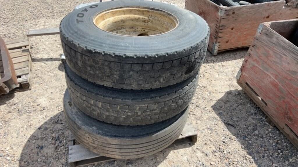 3- 11R 22.5 Tires on 10 Hole Rims