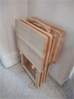 Set of wood tv trays