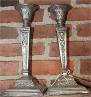 Pair of decorated Sheffield style 12” candles