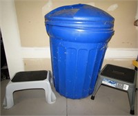 32" T Trash Can & Step Stools