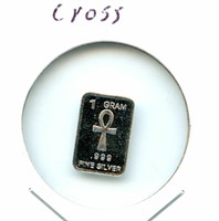 1 gram Silver Bar - Cross, .999 Fine Silver