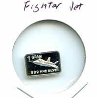 1 gram Silver Bar - Fighter Jet, .999 Fine Silver