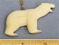 2 1/2" polar bear brooch, carved out of ivory by W