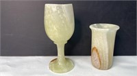 Slag Marble Cup & Vase Pair Ornaments
