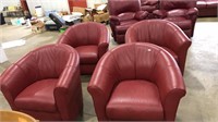 4 RED LEATHER SWIVEL CHAIRS