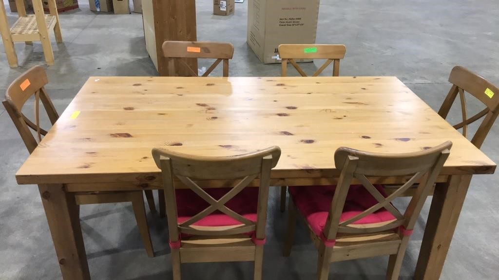 PINE TABLE & 6 CHAIRS