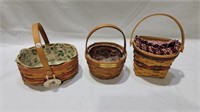 3 longaberger baskets with handles