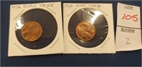 2 1972 Lincoln penny, no mint,  front- struck