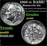 1996-w Roosevelt Dime RARE! TOP POP! 10c Grades ms