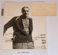 Original Photo of Joe Dimaggio w Signed Card