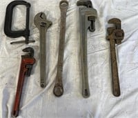 Large alloy wrench, pipe wrenches, and clamp