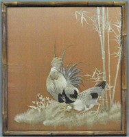 CHINESE SILK EMBROIDERY - ROOSTER & HEN