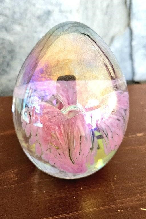 Floral Glass Paperweight Signed and Numbered 1985