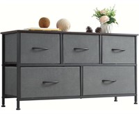 5 DRAWER FABRIC DRESSER WITH WOODEN TOP, APPROX: