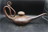Vintage Aladdin-Style Pottery Oil Lamp