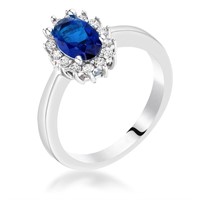 Oval Cut 1.00ct Blue & White Sapphire Petite Ring
