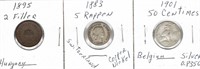 1901 50 Centimes (Silver), 1883 5 Rappen & 1895 2